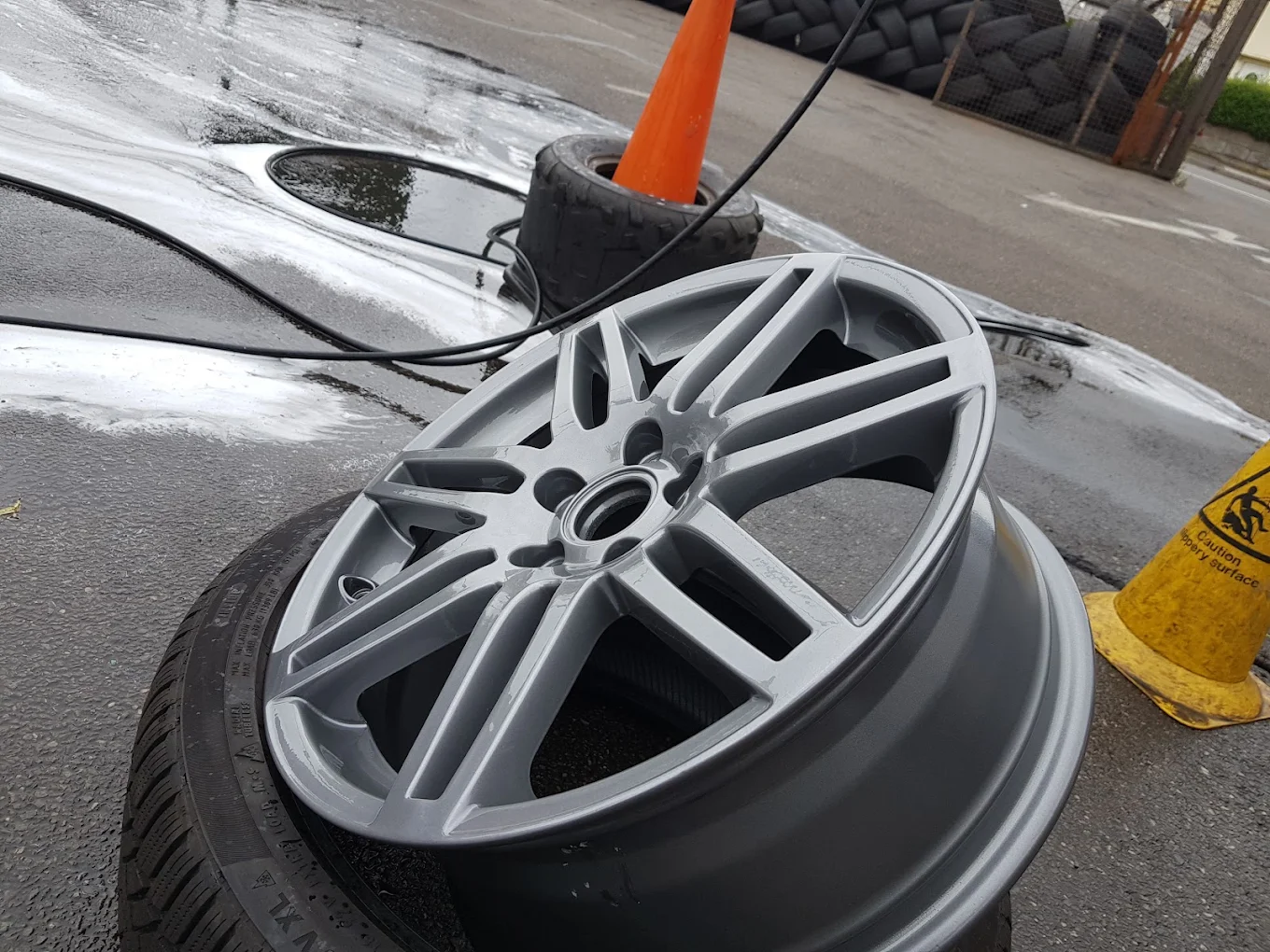 Tyres cleaned and dressed at Marlow's Street Car Wash